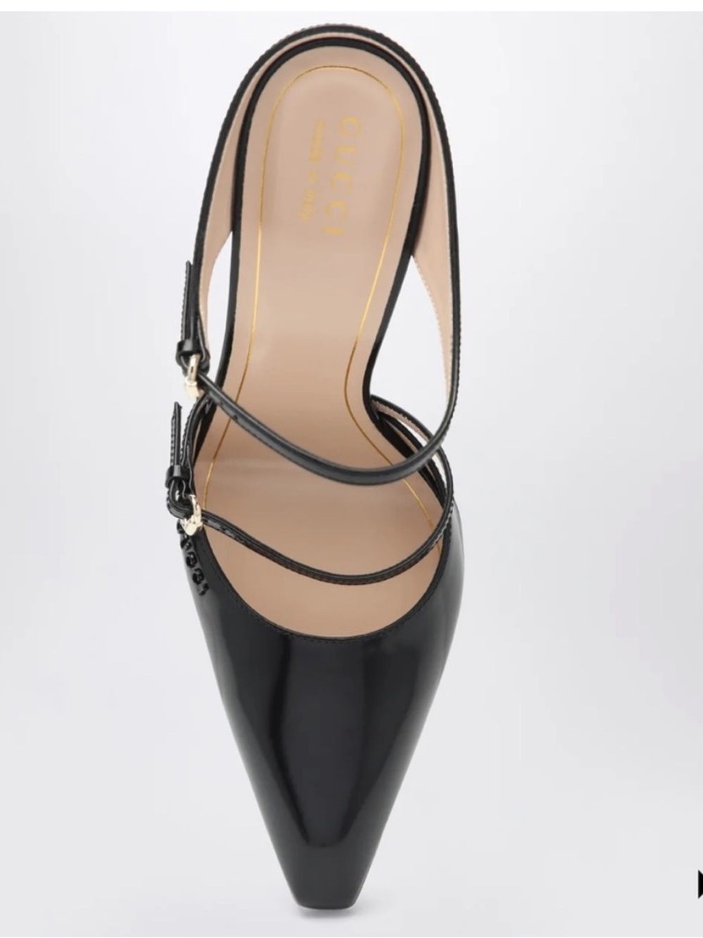 Gucci Black Patent Leather Pointed Mary-Jane Mules with Clear Block Heel - Picture 3 of 11